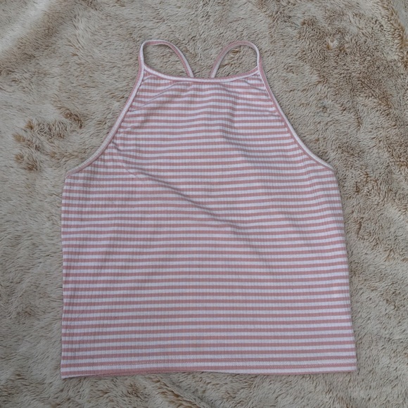 Tops - blush pink striped shirt ☾